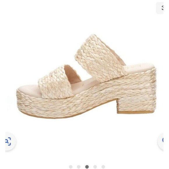 BEACH by Matisse Raffia Ocean Ave Platform Sandals  Platform Heel 9M Vacation - Picture 3 of 7